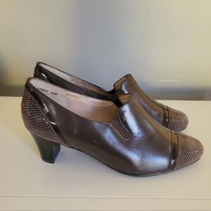 Mark Hemp brown snakeskin heeled shoes